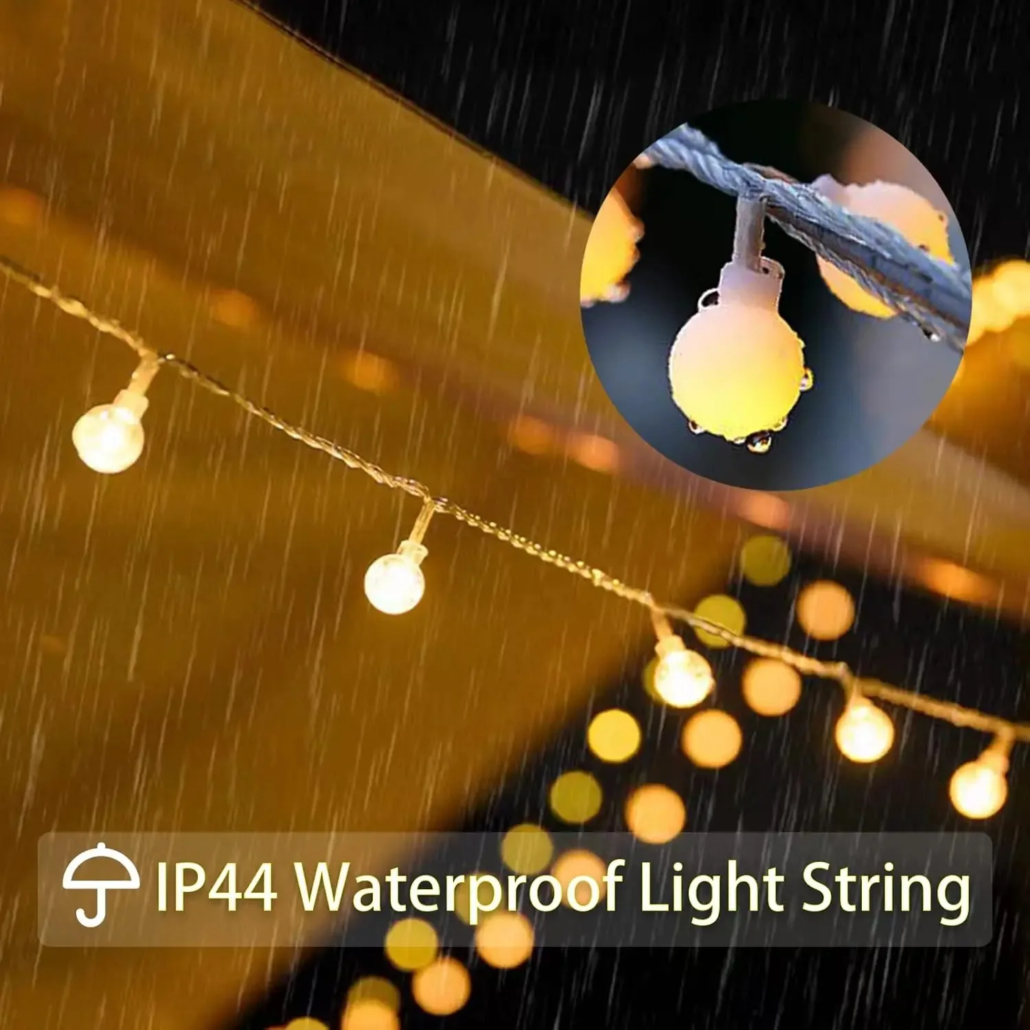 10M USB 80 Ball LED String Lights Globe Fairy Garland Lights Warm White Waterproof for Wedding Garden Party Christmas Decor