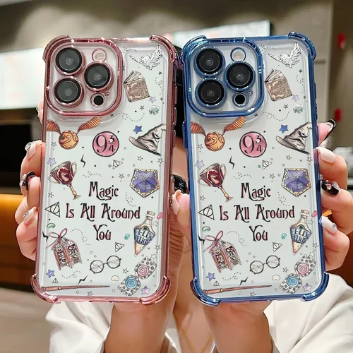 Art Potters Wand Harries 도금 케이스 iPhone 16 15 14 13 12 11 Pro Max X XR XSMax 7 8 6 Plus Anti-Fall Airabag 뒷면 커버 