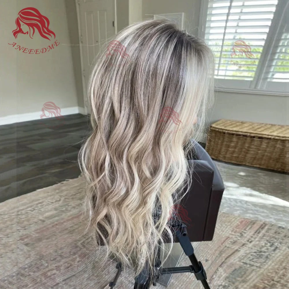 

Blonde Brown Highlight Lace Frontal Wig Human Hair For Women Remy Hair Middle Parting