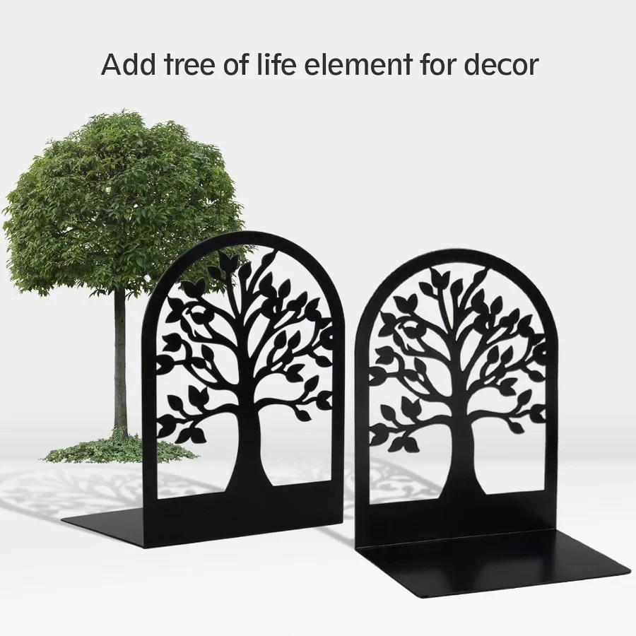 Book Ends Metal Book Ends to Hold Books Tree tive Bookends for Shelves Black Book Stopper Bookend for Heavy Books Book Holder f