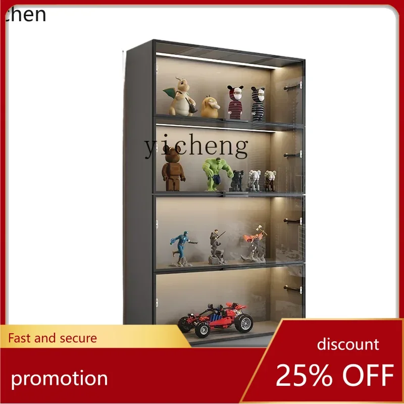 ZMLSolid Wood Bookcase with Lockers with Glass Door One Hand-Made Lego Model Display Cabinet