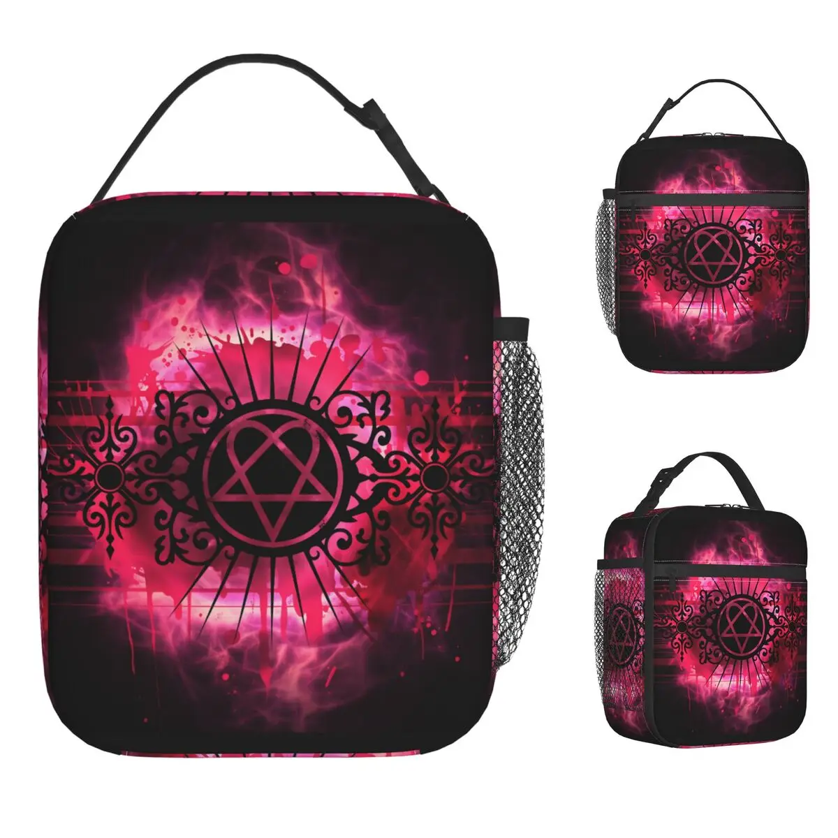 

H-Him Ornate Heartagram Сумка для обеда Эстетическая коробка для обеда Пикник на открытом воздухе Портативная термосумка для обеда на молнии для женщин Сумка-холодильник