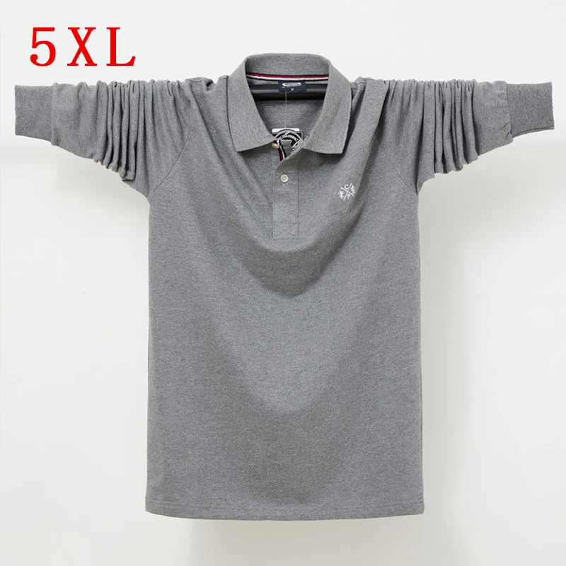 2022 New Plus Size 5XL Men Polo Shirt Men's Business Work Casual Cotton Male Top Tees Autumn Long Sleeve Turn-down Collar Polo