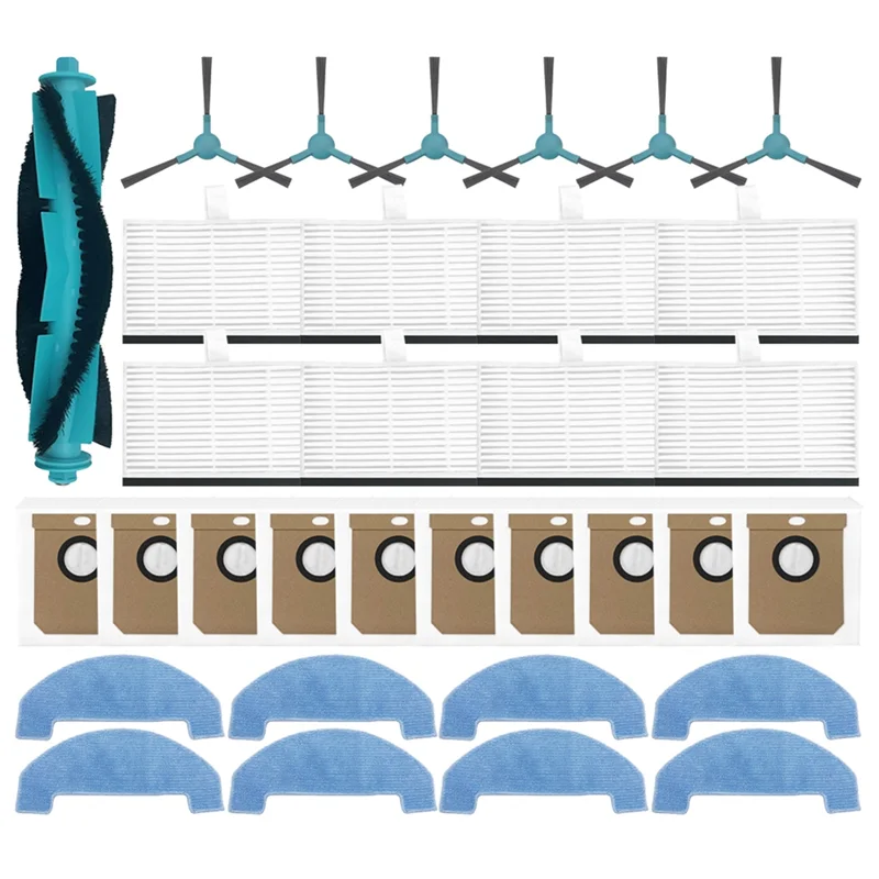 

A38T-Replacement Parts Kit- 33PCS For Cecotec Conga 7690 Immortal Max Vacuum Cleaner Main Side Brush HEPA Filter Mop Cloth