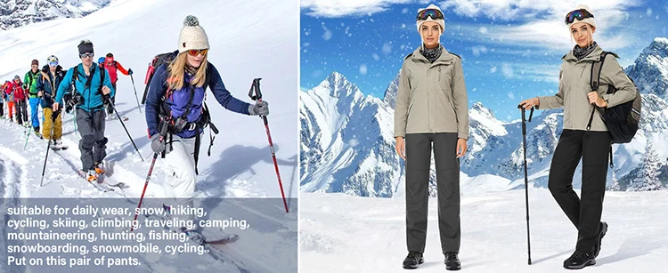 TRVLWEGO Winter-Damen-Camping-Wanderhose, Reise-Softshell, warm, wasserdicht, Fleece, winddicht, Outdoor-Trekking-Hose – Detail 19