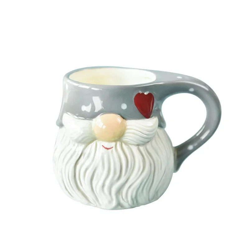 Vintage Santa Claus Cup Large Capacity Embossed Mug Cartoon Cute Bearded Old Man Teacup Office Mug Christmas Gifts Home Decor