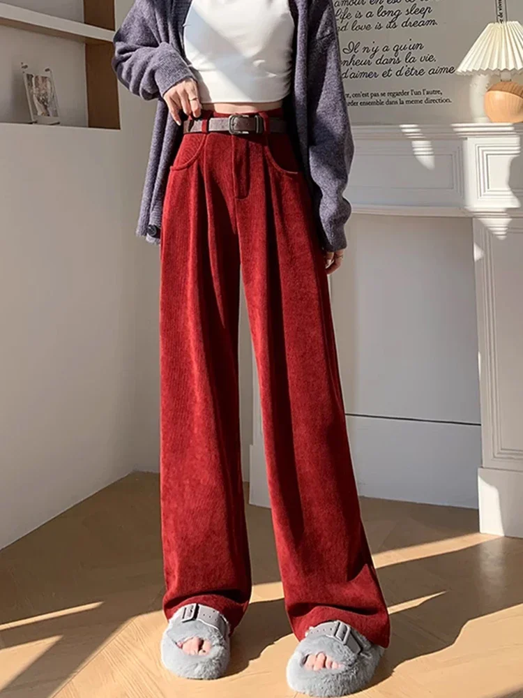 

Corduroy Pants Woman Narrow Version Trousers Female Autumn Winter New Straight Loose Draped Casual Suit Chenille Drag Trousers