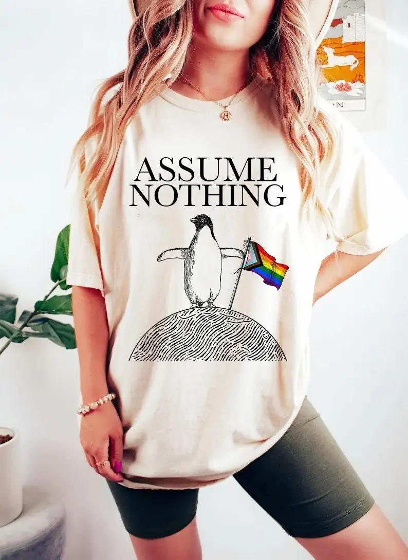 Assume nothing shirt progress pride flag subtle lgbt t lgbtq gay tee queer lesbian trans