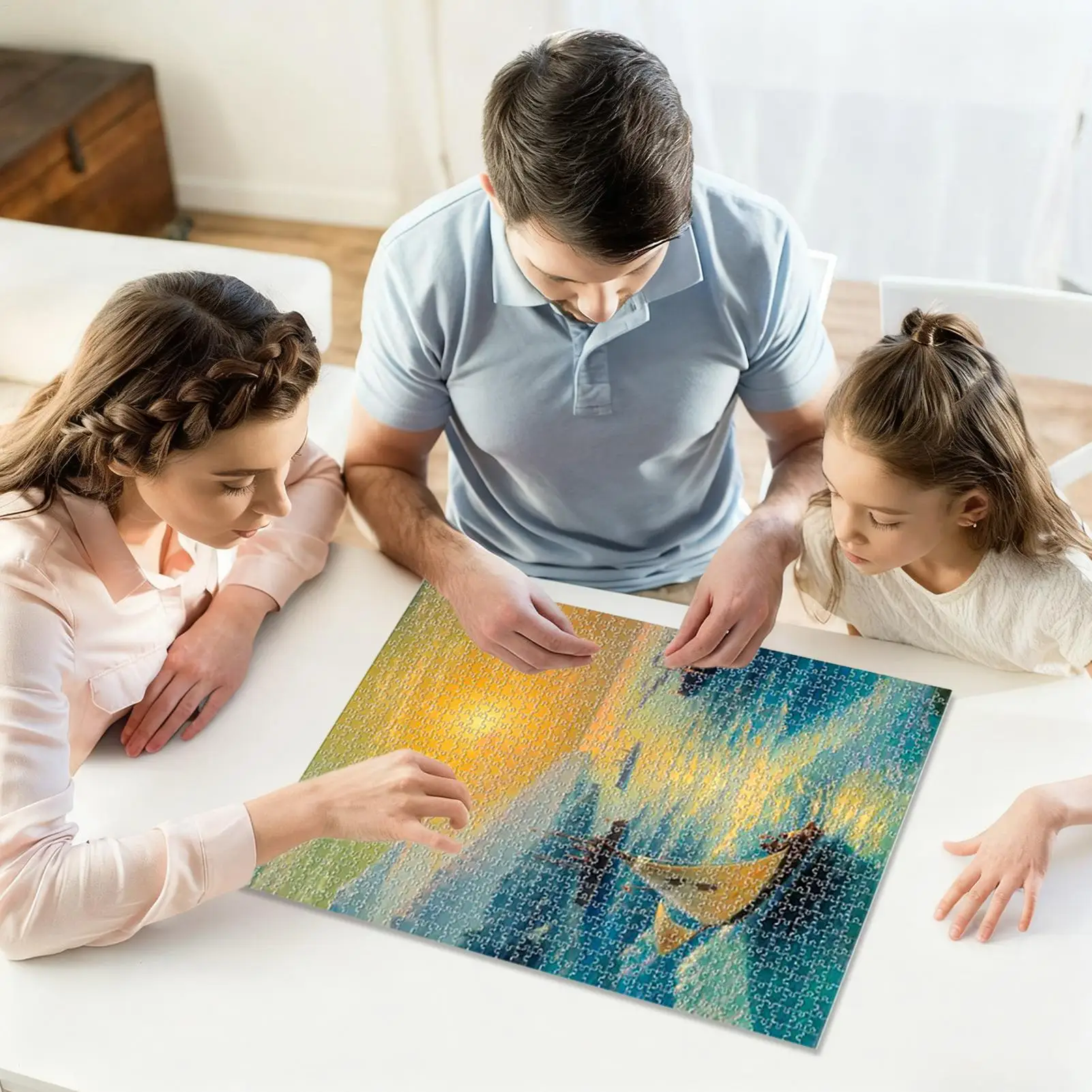 Landscape Puzzles Aesthetic Coastal Boat Patterns Toys 1000-Piece DIY Scenery Puzzle For Adult Kids Teen Christmas Thanksgiving