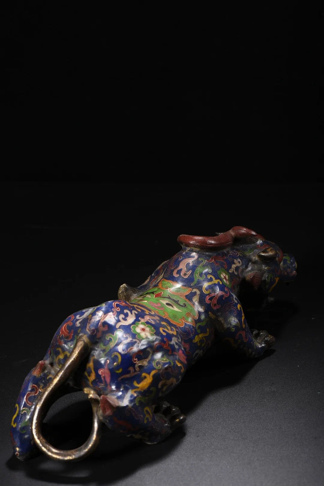 

14"Old Nepalese temples Old Bronze Cloisonne Enamel Pixiu Statue Mythical Animals Town house Amass wealth Ornaments