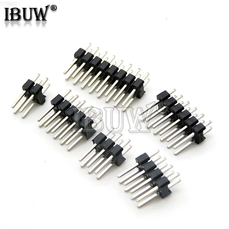 2.54mm Double Row Male 2~40P Breakaway PCB Board Pin Header Connector Strip Pinheader 2 * 2/3/4/6/8/10/12/15/20/40P For Arduino