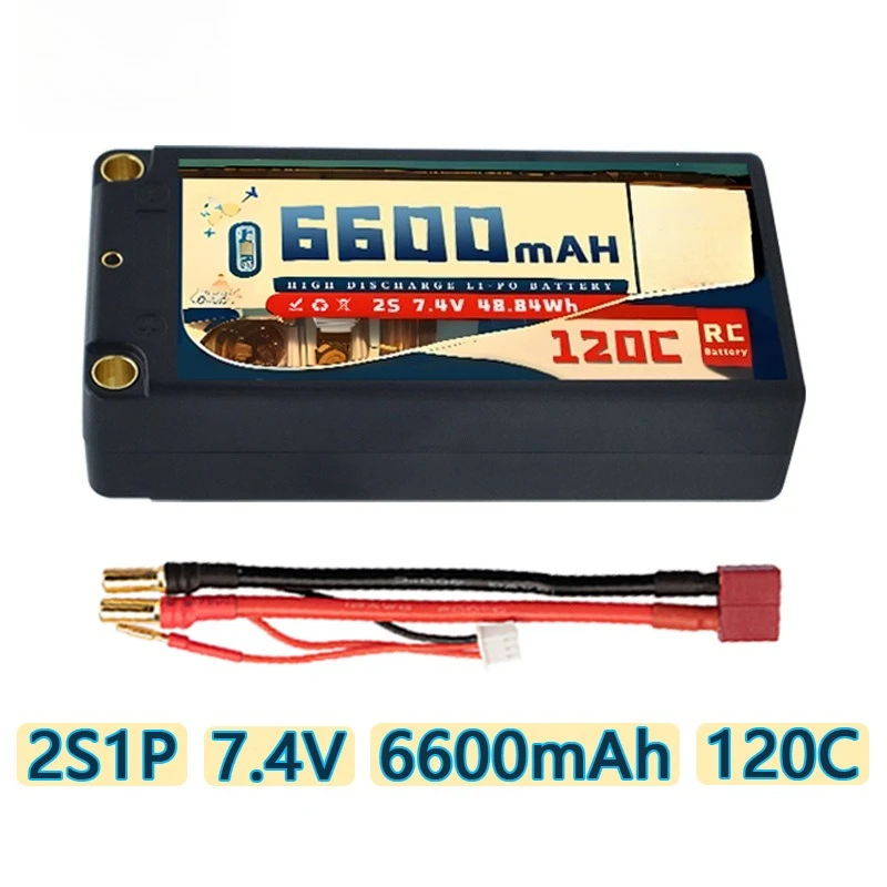 

6600mAh 2S 7.4V 120C Compatible with 1/10 Remote Control Car and Boat Model RC Lithium Batteries