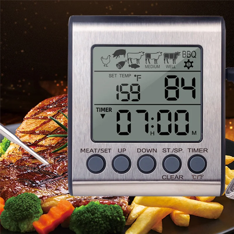 ABKI-Dual Probes Digital Thermometer Dual Probe Grill Thermometer Forkitchen Withbig LCD Screen