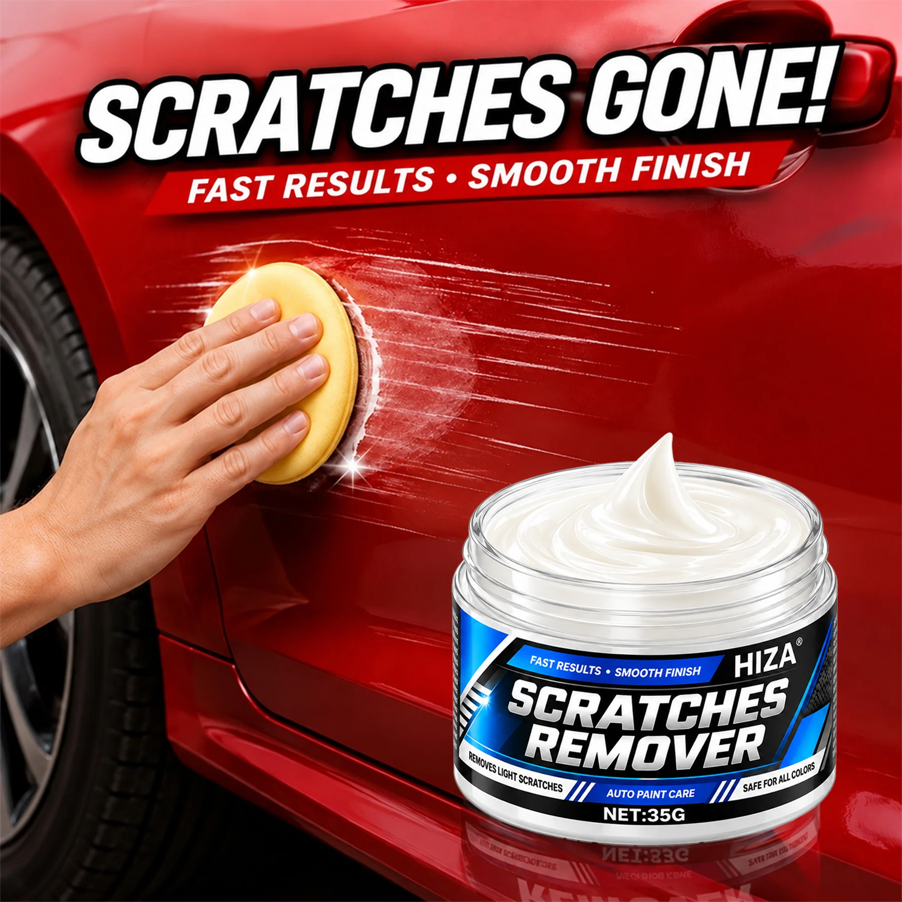 Car Scratch Repair Wax, Professional Polish, Reduces Scratches Swirl Marks Paint Flaws, Renews Appearance, Smooth Glossy Shine