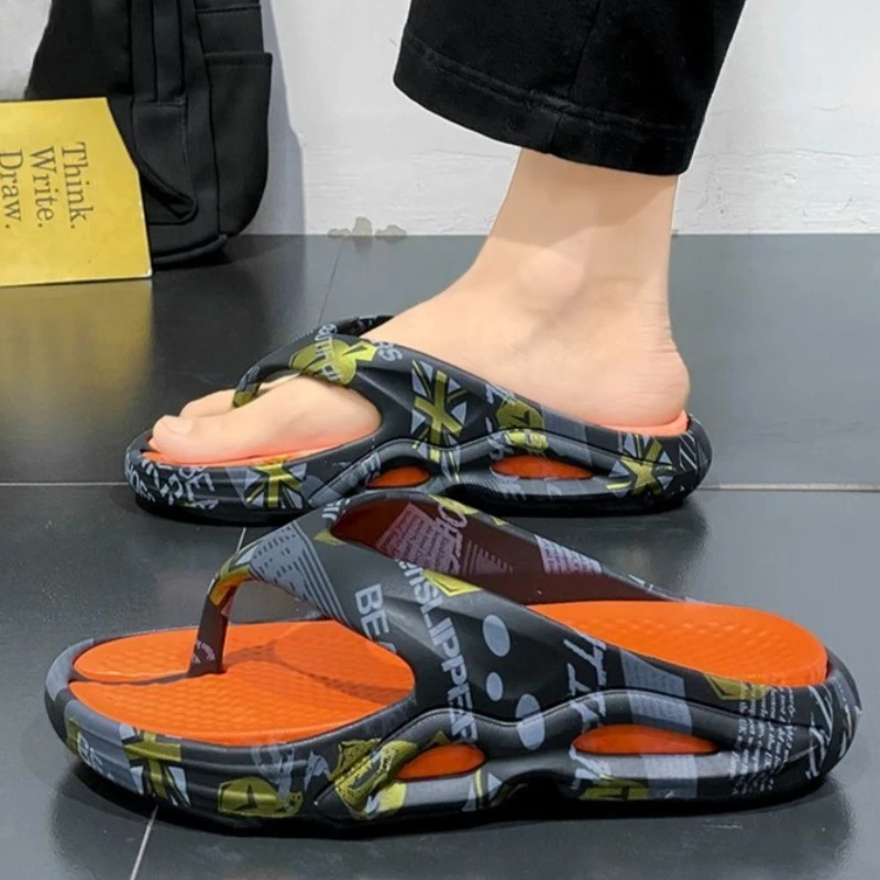 

Модные мужские летние шлепанцы с нескользящей толстой подошвой для активного отдыха на пляже и занятий спортом для подростков