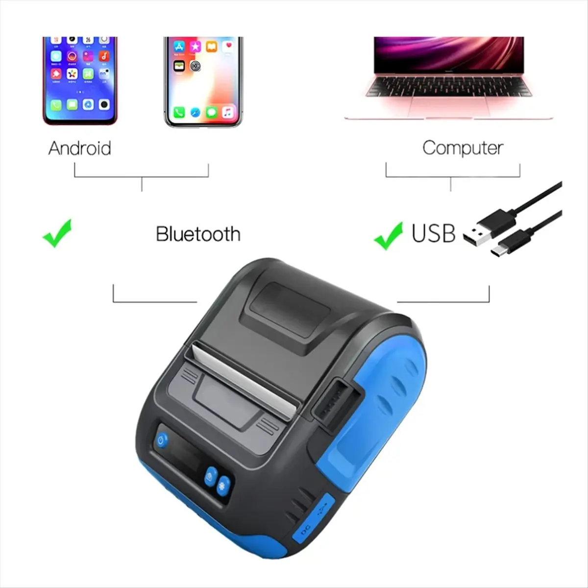

AS62 MHT-Mini Handheld Portable Bluetooth Wireless 80mm Mini Thermal Mobile Pocket Thermal Receipt Printer Bluetooth