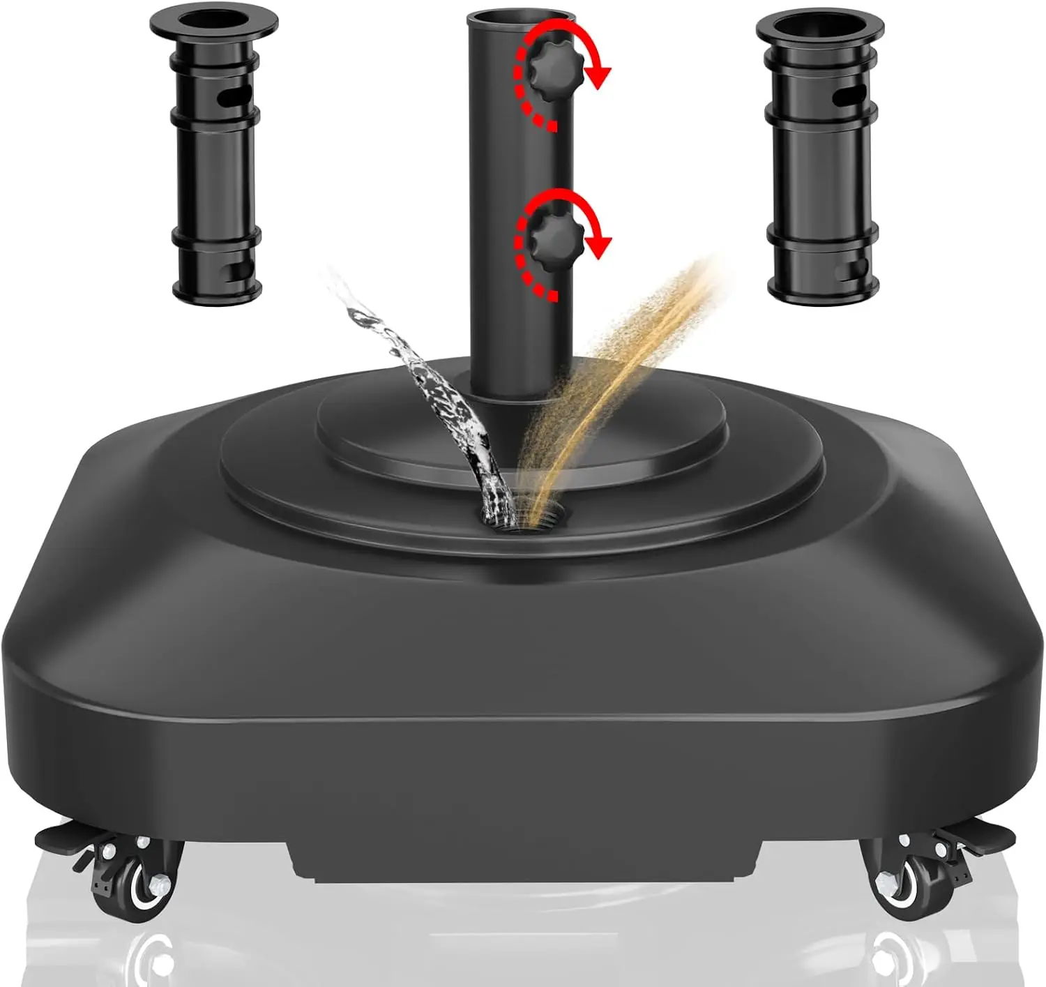 

Heavy Duty Mobile Umbrella Stand with Wheels, Windproof Base Holds 100lb for Patio Pool Deck Lawn