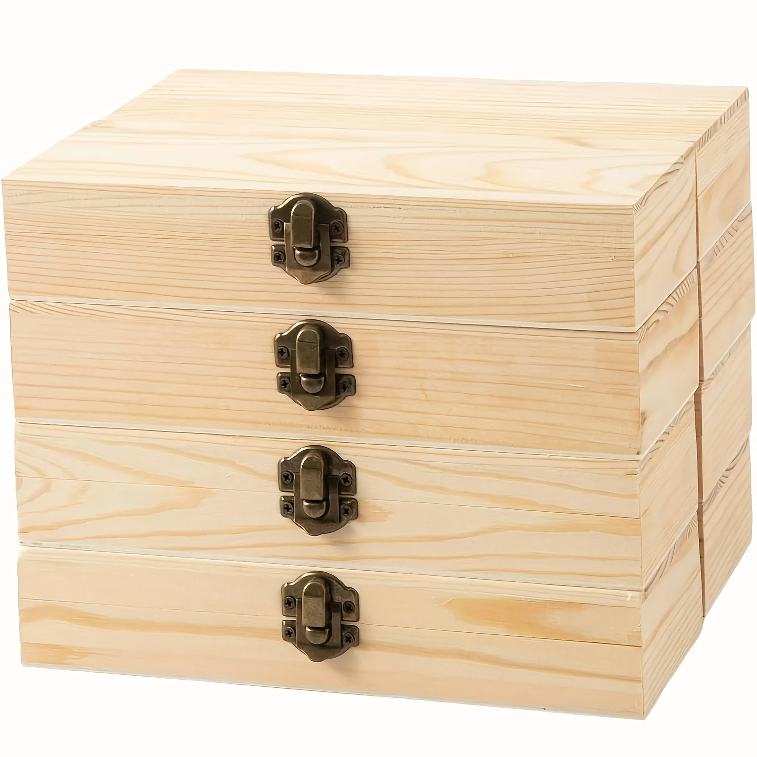 

8 Unfinished Wooden Display Boxes with Hinged Lids. Small Keepsake Organizers for DIY Jewelry Gifts & Home Decor