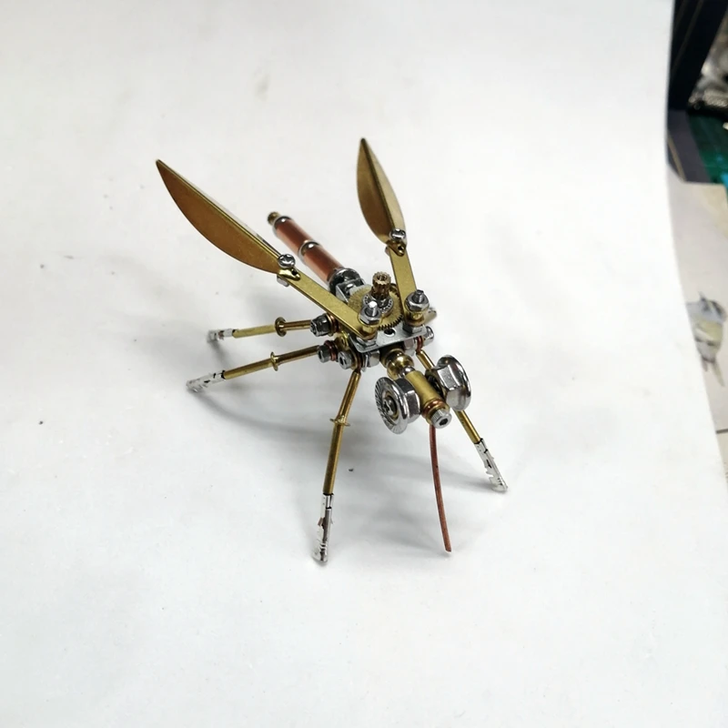 DIY Metal Assembly Small Mosquito Model Kits 3D Puzzel Toy for Kids Adults Steampunk Mechanical Insect Ornament Handmade Gift