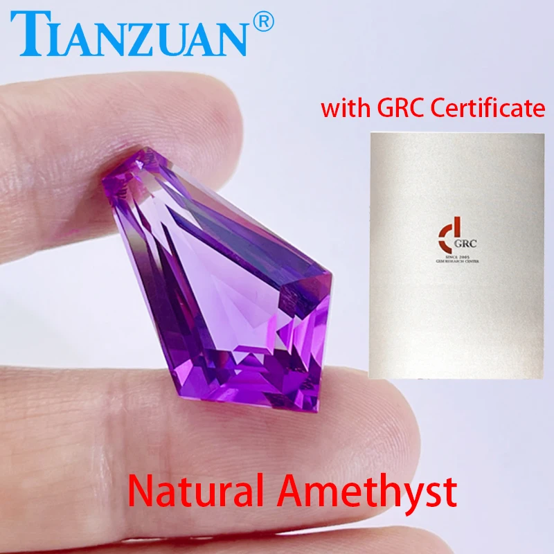 

24.15ct Natural Amethyst Vivid Purple Color Kite Shape Brilliant Cut Loose Gem Stone with GRC Certified