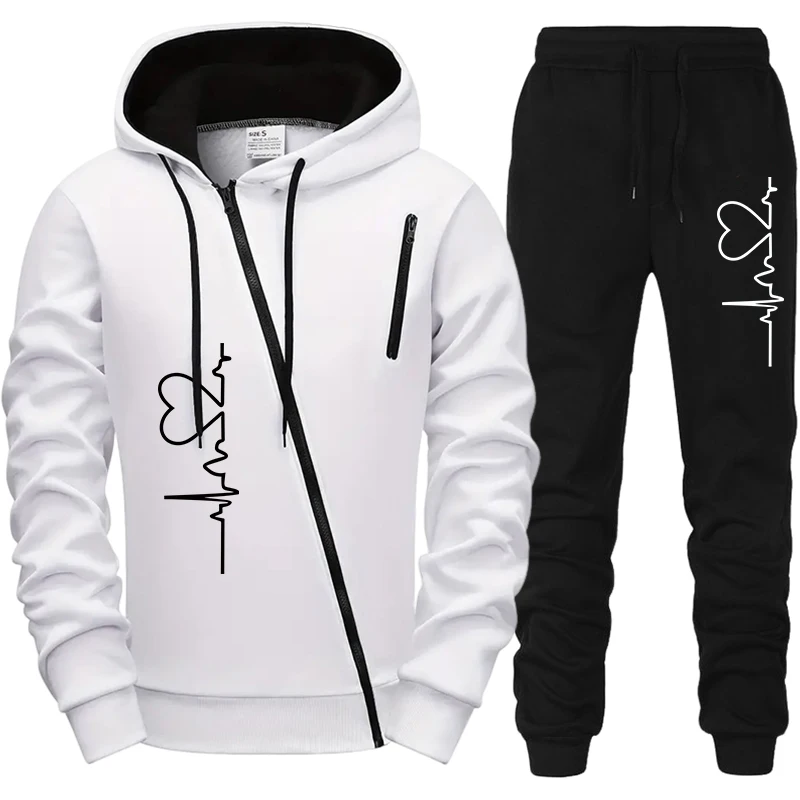 

Autumn Winter Men's Tracksuit Fashion Sports Man Jackets Daily Dressing Coat Suits Sweatpants Diagonal Zipper Comfortable Casual