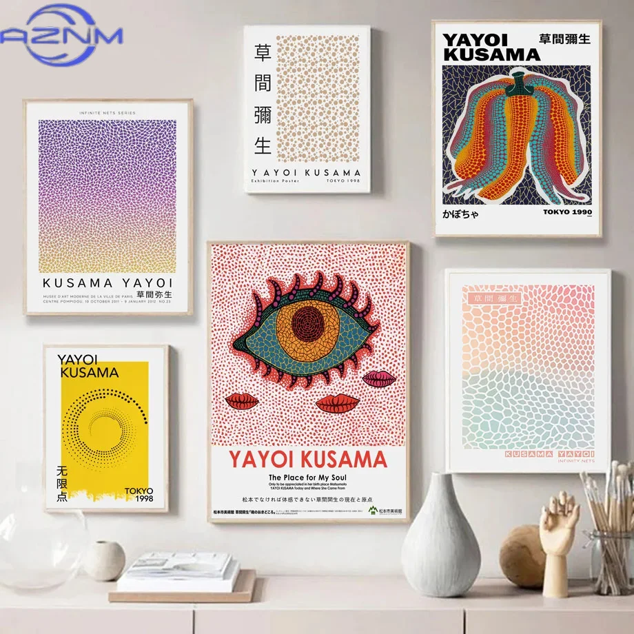 AZNM Pumpkin Dot Eye Surrealism Canvas Prints Yayoi Kusama Paintings Nordic Posters Wall Art Pictures For Living Room Decor