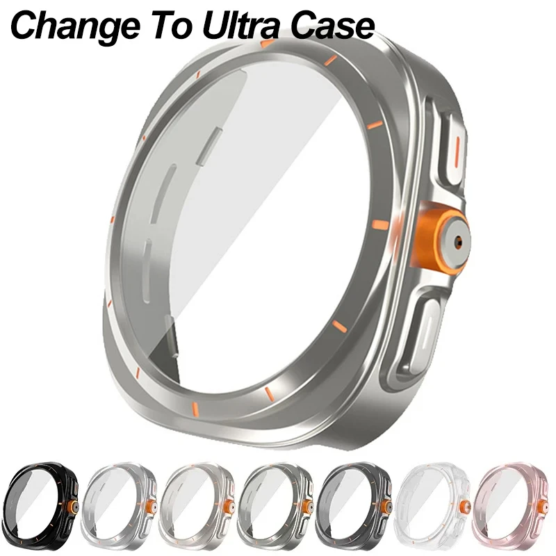 Change To Ultra Case for Samsung Galaxy Watch 7 44mm 40mm Accessories Protective Case + Screen Protector Glass for Galaxy Watch6