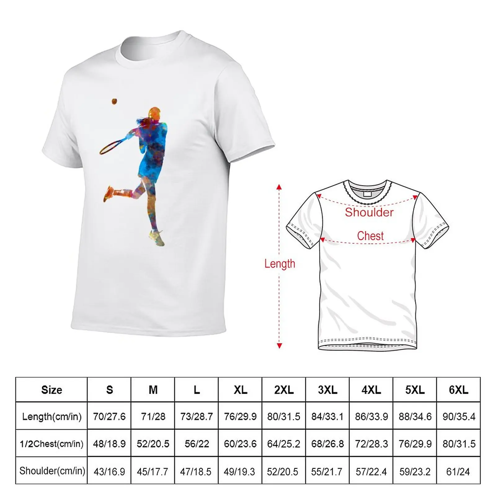 New Woman tennis player 03 in watercolor T-Shirt anime clothes custom t shirts t shirts for men