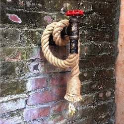 Iron Pipe Hemp Rope Wall Lamp American Industrial Loft Decorfor Kitchen Living Room Vintage Restaurant Bar Vanity Light Fixtures