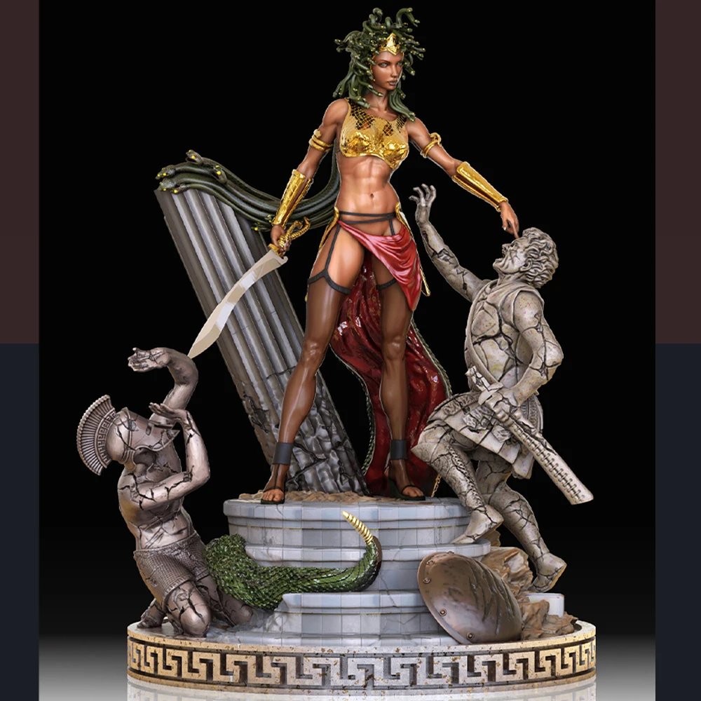 3d Printing Model Kit Beautiful Women Warrior Medusa Figure Anime Model Kit DIY Miniature Reduction Statue Unpainted Kit Toys