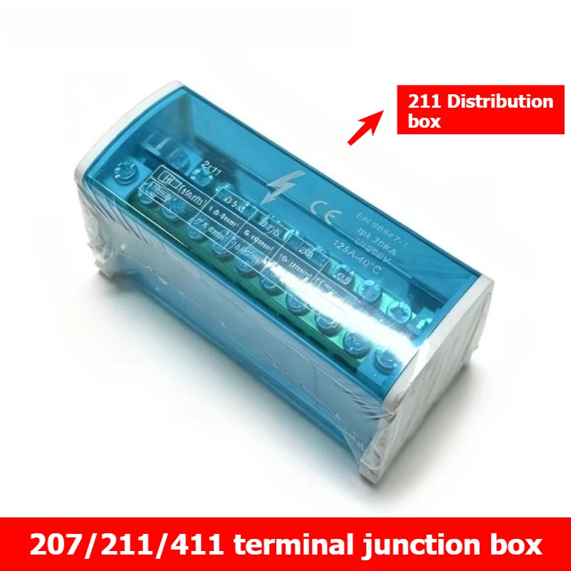 Junction box 207 copper neutral wire box 411 pure copper rail-mounted distribution box 211 copper terminal block