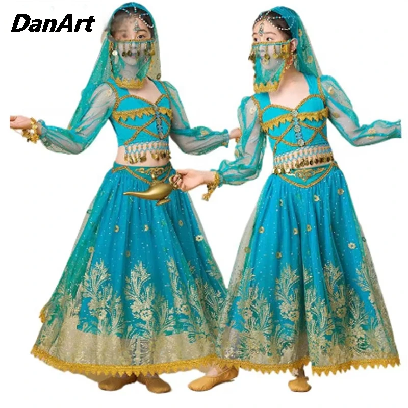 

Children's Indian Dance Costume Children's Day Performance Dress Girls' Belly Dance Set Exotic Princess Dress Performance Set