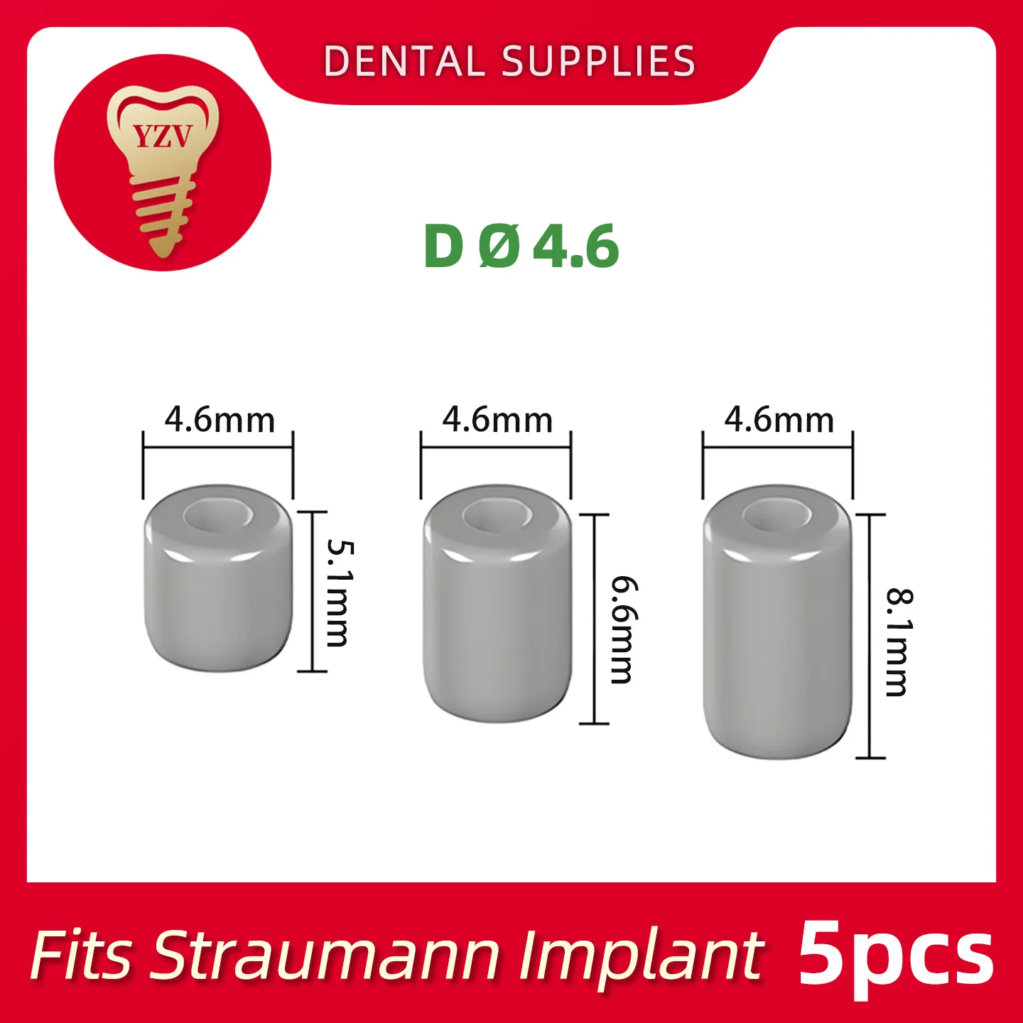 5Pcs Titanium alloy Protective Accessories Diameter 4.6 mm height 5.1/6.6/8.1 mm fits Straumann System