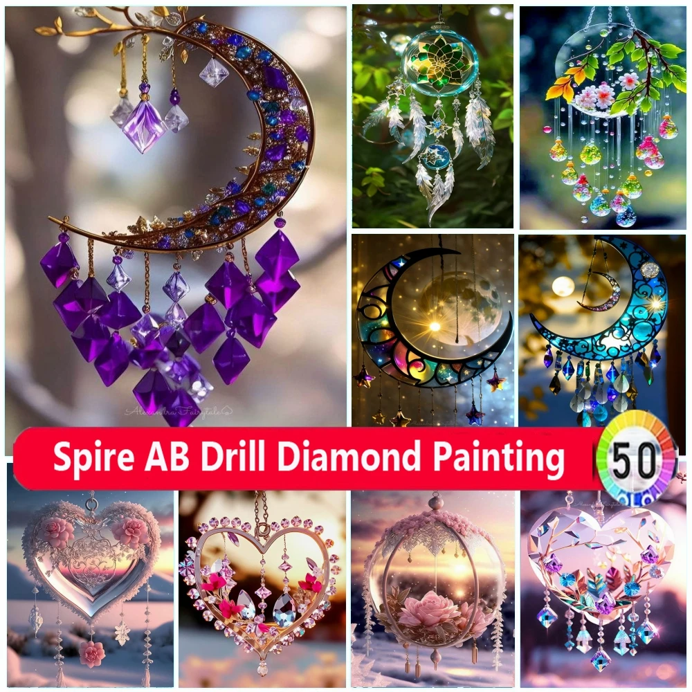 

New 2024 Diy AB Diamond Painting Kits Embroidery Pretty Aeolian Bells Art Mosaic Cross Stitch Full Drill Home Decor Crafts Gift