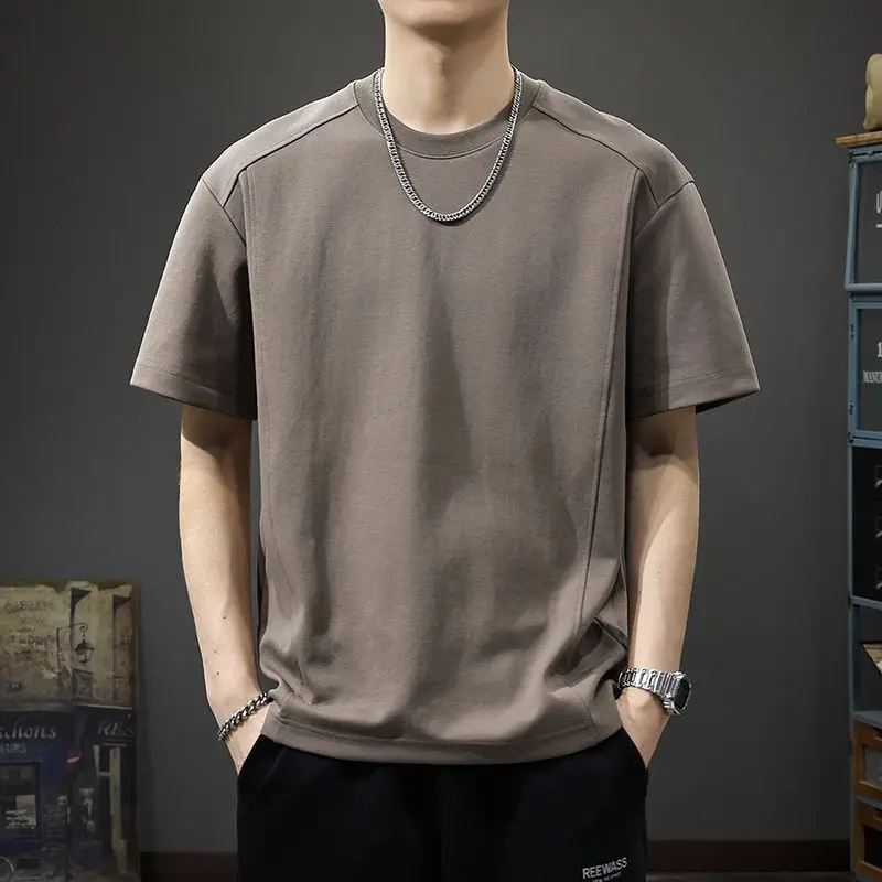 

Short Length Heavyweight T Shirt Men 2026 Summer New Arrival Irregular Premium Loose Fit Casual Short Sleeve Tee