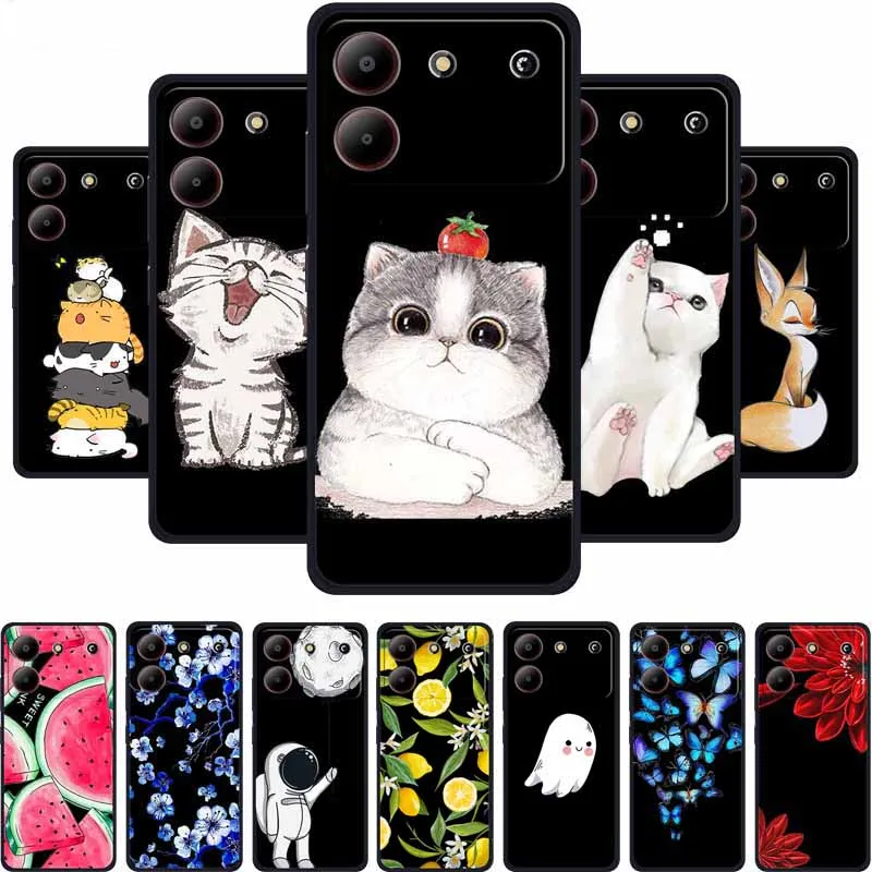 Para ZTE Blade A54 Funda lindo gato de dibujos animados negro Funda de teléfono suave de silicona para ZTE Blade A54 4G Funda trasera A 54 6,6 "Funda Capa