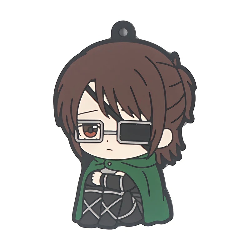 For Attacking A Huge Person Anime Erwin Smith Eren Levi Armin Arlert Hans Kawaii Rubber Keychain Suitable for Toys Gift