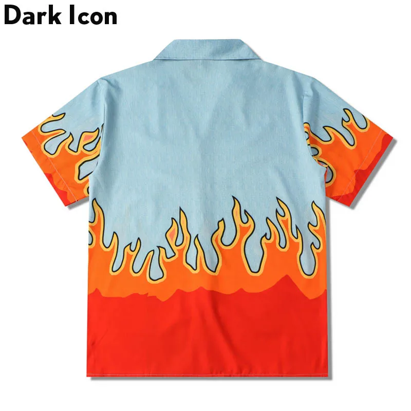 Dark Icon Flame Polo Shirt Men Summer Thin Material Holiday Beach Hawaiian Shirts Vintage Men\'s Shirt