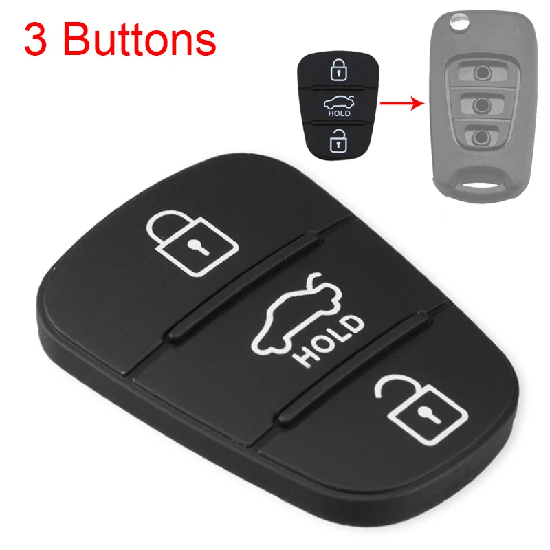 3 Buttons Rubber Pad Insert Replacement for Hyundai Solaris Accent Tucson l10 l20 l30 Kia Rio Flip Remote Car Key Shell