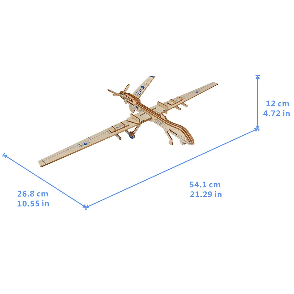 3D Wooden Assembly Drone Puzzle Educational Creative Cognition Development Muscle Exercise Enhance Imagination Decoration