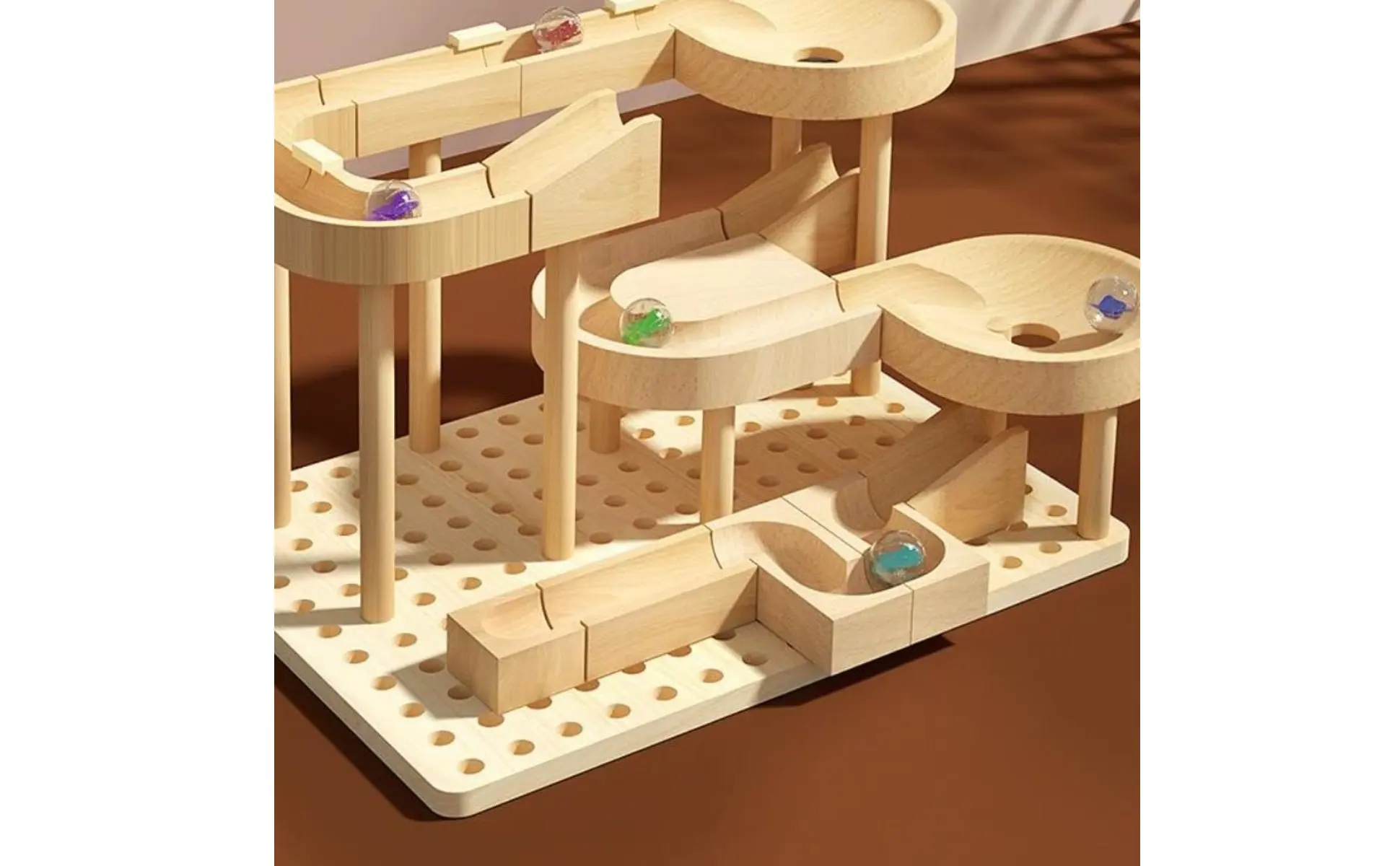 Marble Course Building Set Develops Cognitive Skills Wooden Marble Track Wooden Sphere Course Toy for Children Marble Course Building Set Develops Cognitive Skills Wooden Marble Track Wooden Sphere Course Toy for Children