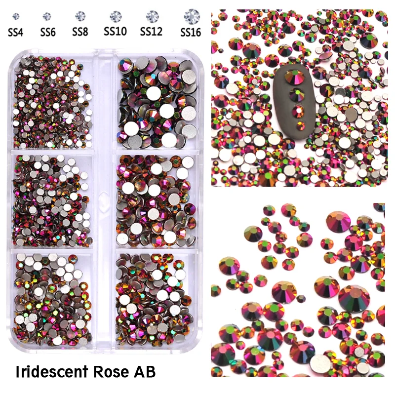 YanRuo Box Rhinestones SS4-SS16 IRIR Non Hotfix Glass Glitter Flatback Design Decorations Beauty Accessories For Nail Art Charms