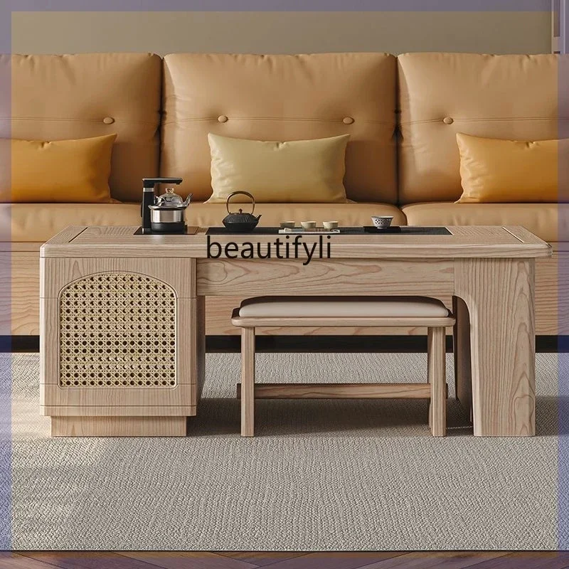 

xx1Coffee table Nordic ash wood solid wood TV cabinet household living room coffee table