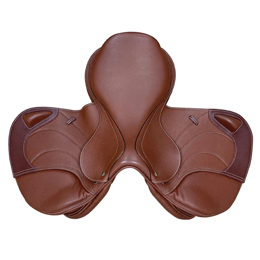 High Quality Horse Riding Saddle English Style Leather Horse Saddle Coffee Color Saddle