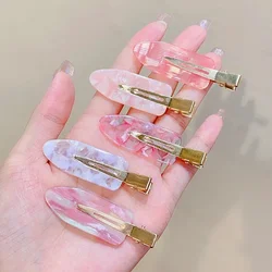 2/4pcs Sakura Pink Hair Clip Women Acetate Sheet No Bend Seamless Bangs Side Clip Simple Duckbill Clip Hairpins Hair Style Tools