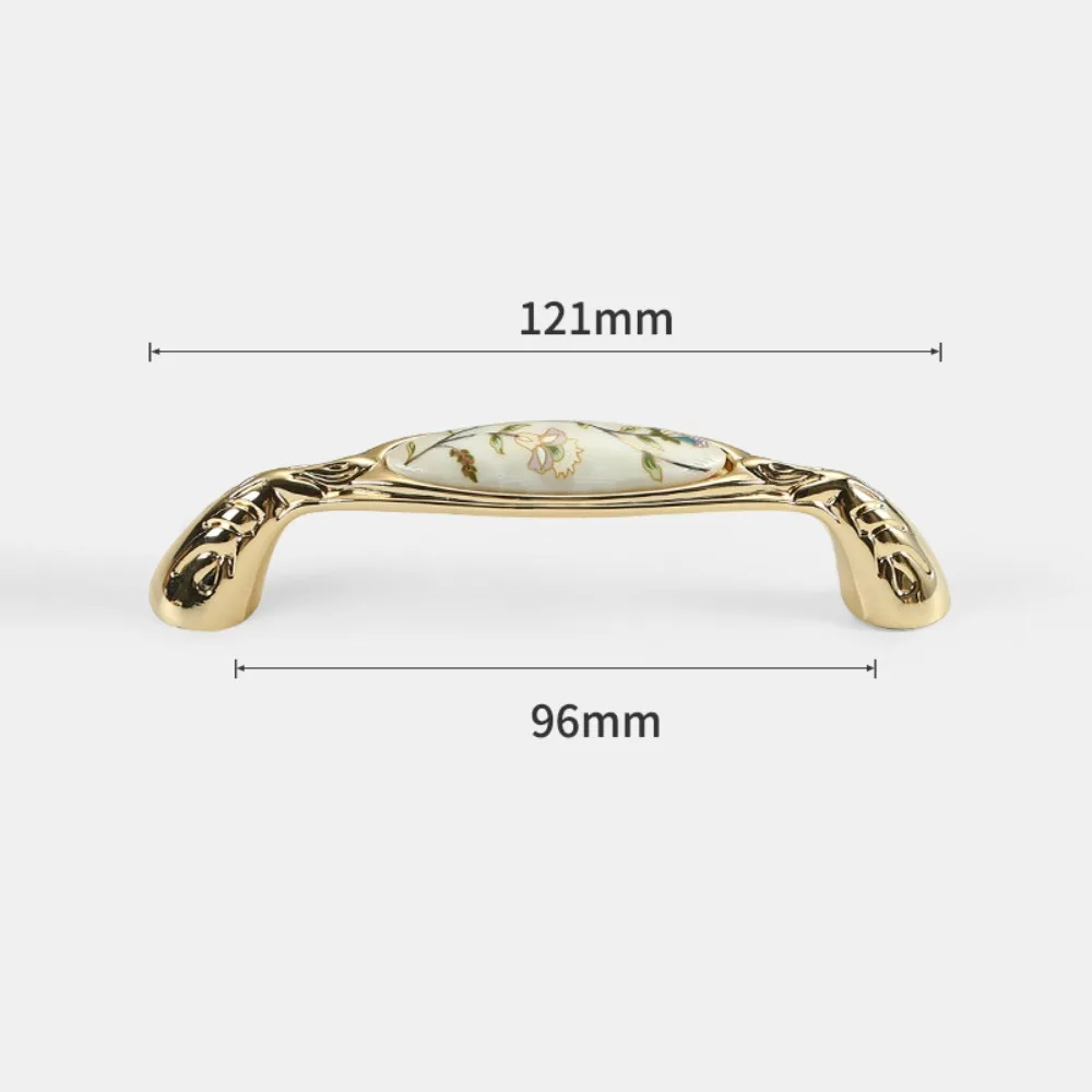 

Zinc Alloy Gold Kitchen Cabinet Handle Light Luxury Stylish Design Ceramic Drawer Pulls Modern Elegant European
