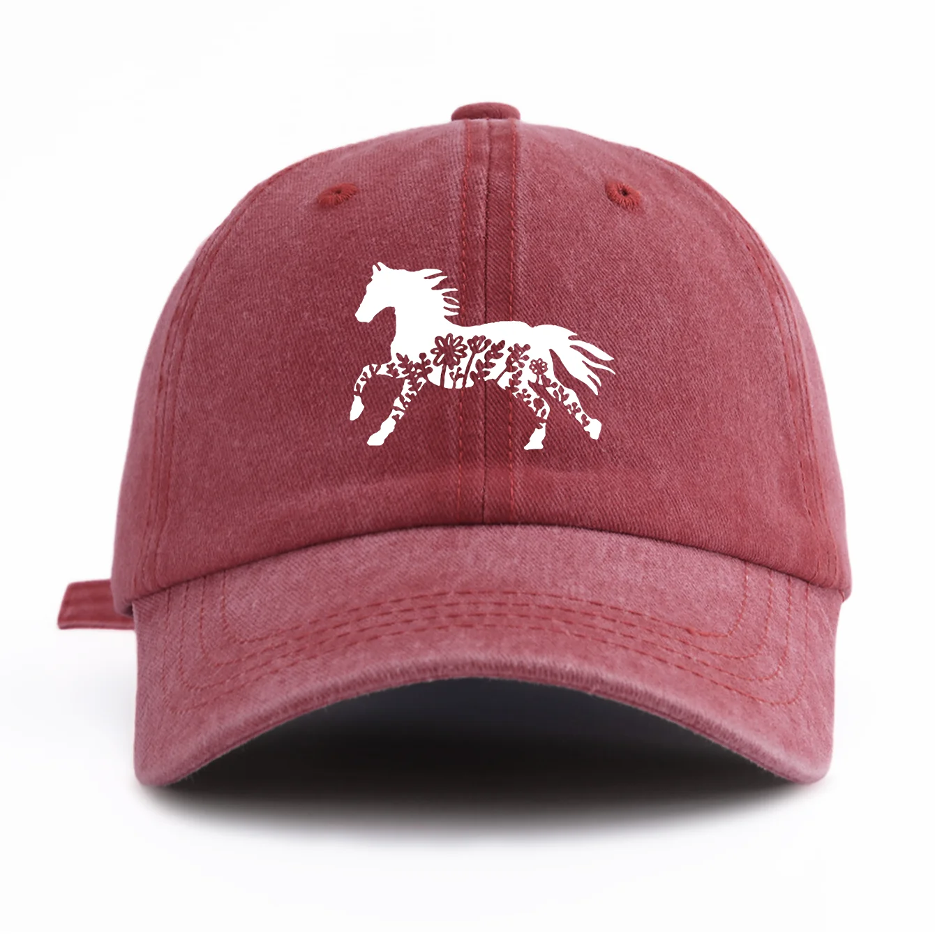 1pc Pinting Horse Print Washed Baseball Cap for Adults,  Minimalist Retro Style Casual Soft Adjustable Dad Hat, Perfect As Gift