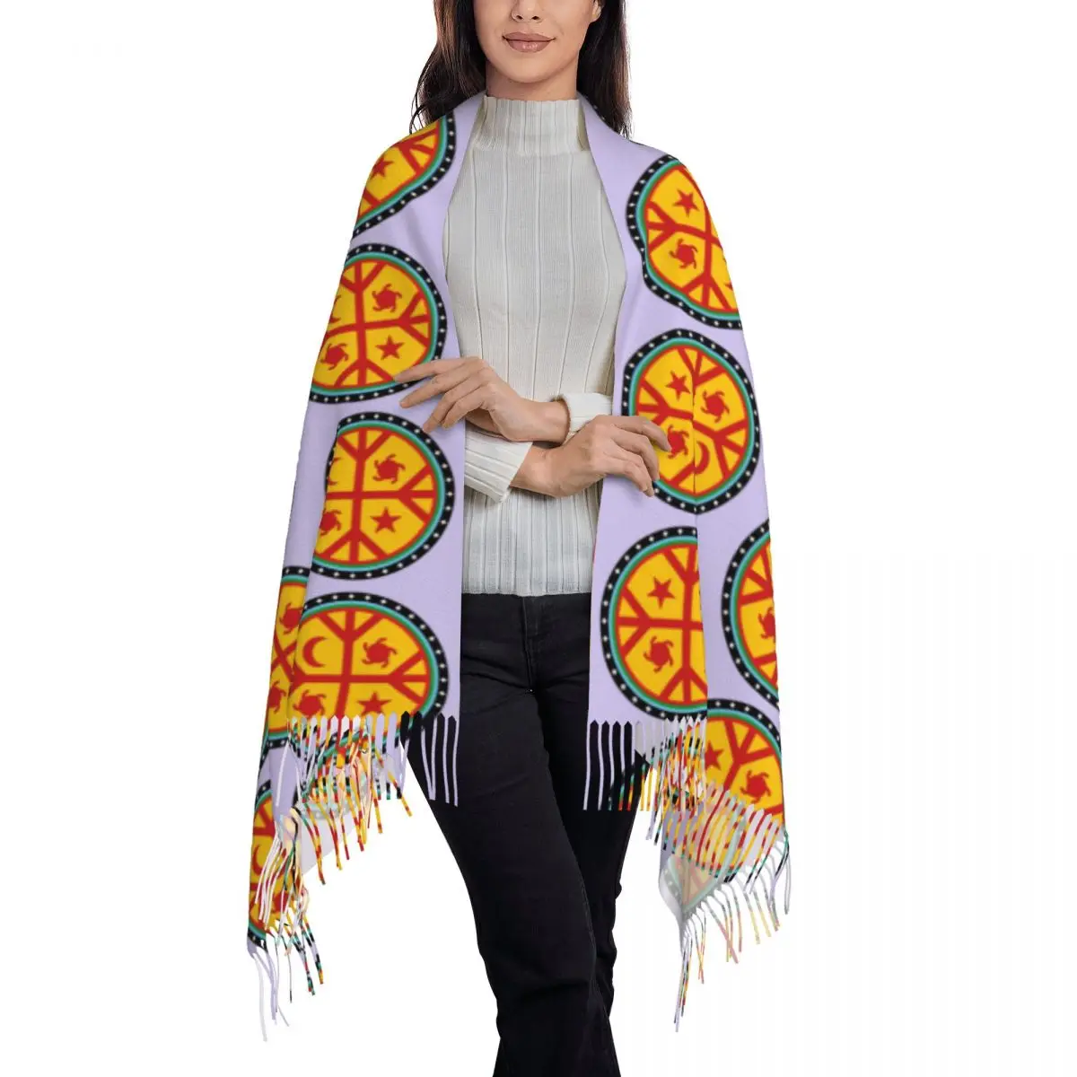 Mapuche Chile Argentina South America Scarf Tassel Scarves for Women Soft Warm Shawls and Wraps Large Fall Winter Shawl Wrap