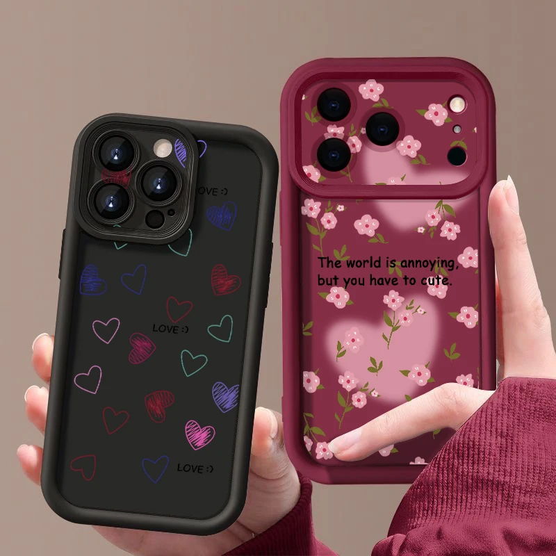 Creative Hearts Pattern Phone Case For iPhone 18 Pro Max 18 17 16 15 14 13 Pro Max 17e 16e Shockproof Silicone Soft Cover Fundas