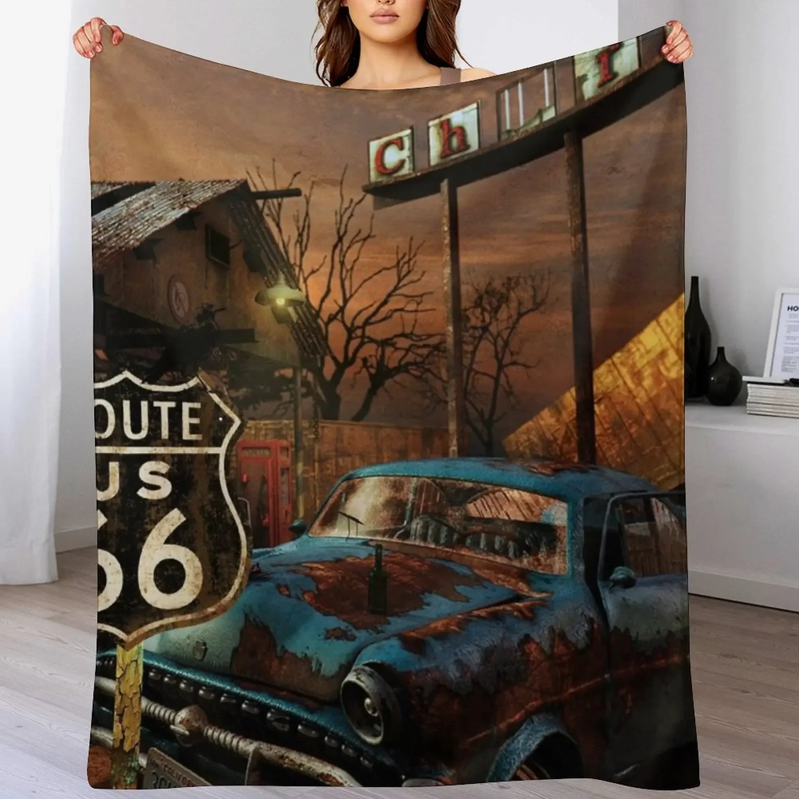

ROUTE 66 Throw Blanket Sofa Throw Flannel Sleeping Bag Soft Blankets
